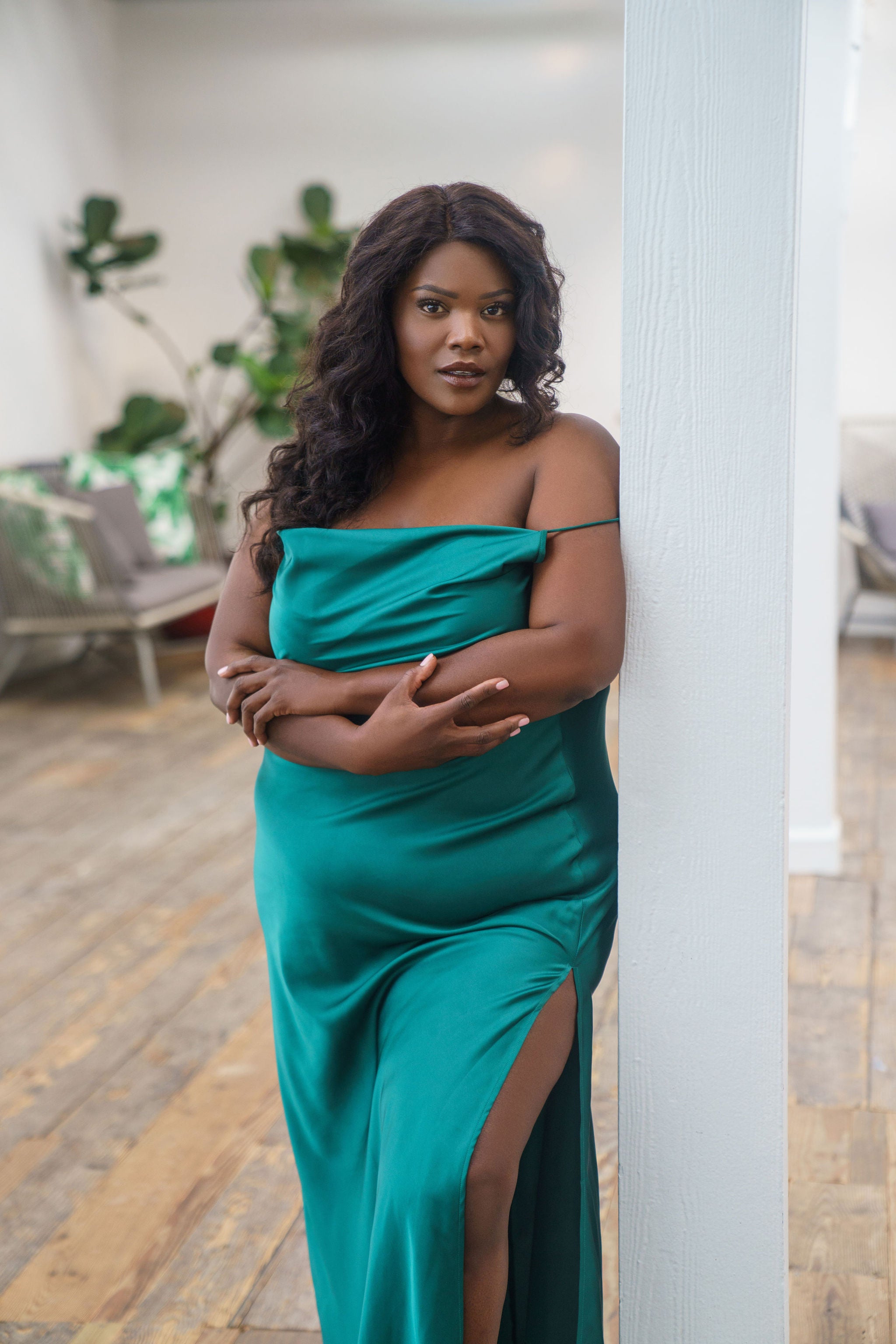 Kilo Brava COWL Satin Midi Slip - Womens - Emerald / Gold - 3XL Kilo Brava COWL Satin Midi Slip - Womens - Emerald / Gold - 3XL