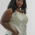 SILVER SEQUIN CAMI TOP plus-size - AMOUR781