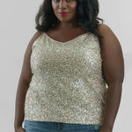 SILVER SEQUIN CAMI TOP plus-size - AMOUR781