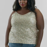 SILVER SEQUIN CAMI TOP plus-size - AMOUR781