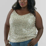 SILVER SEQUIN CAMI TOP plus-size - AMOUR781