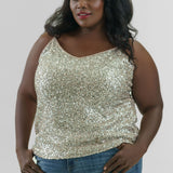 SILVER SEQUIN CAMI TOP plus-size - AMOUR781