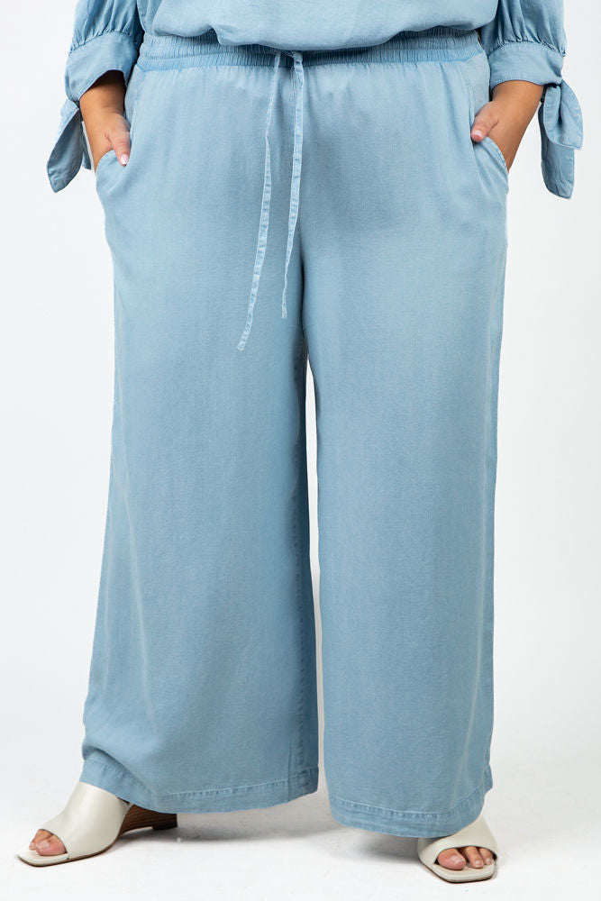 CROPPED CHAMBRAY PANT - AMOUR781