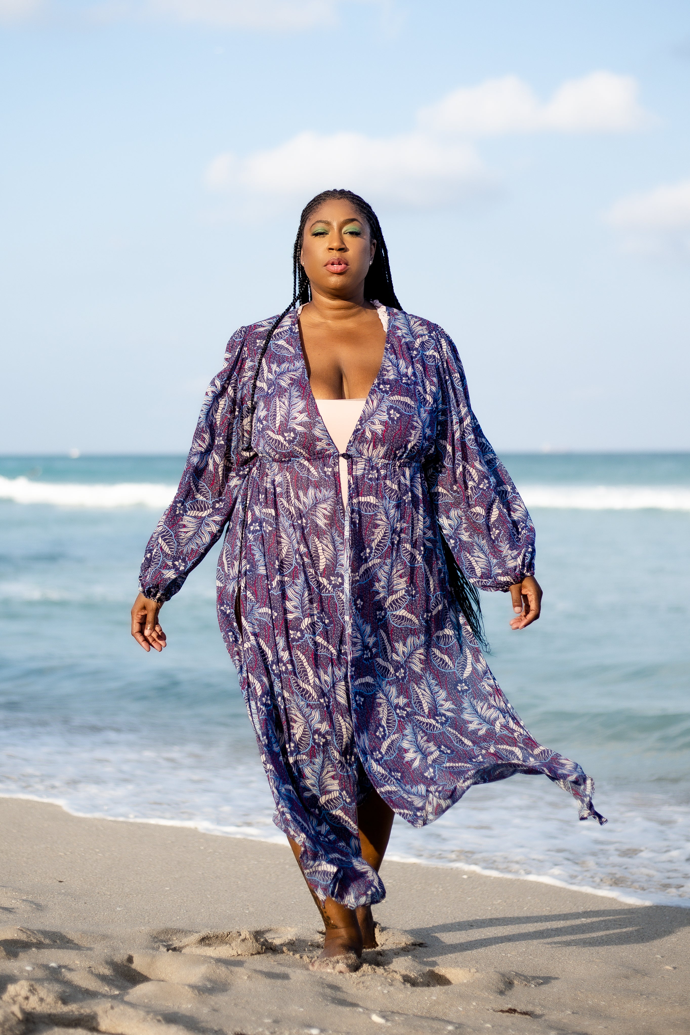 TRISH LONG DUSTER GAUZE plus-size - AMOUR781