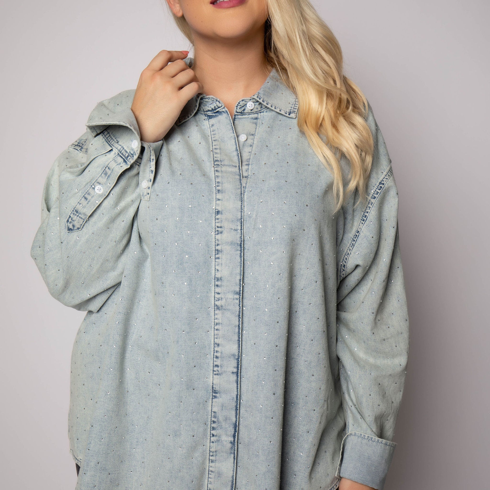 DENIM DIAMOND SHIRT plus-size - AMOUR781