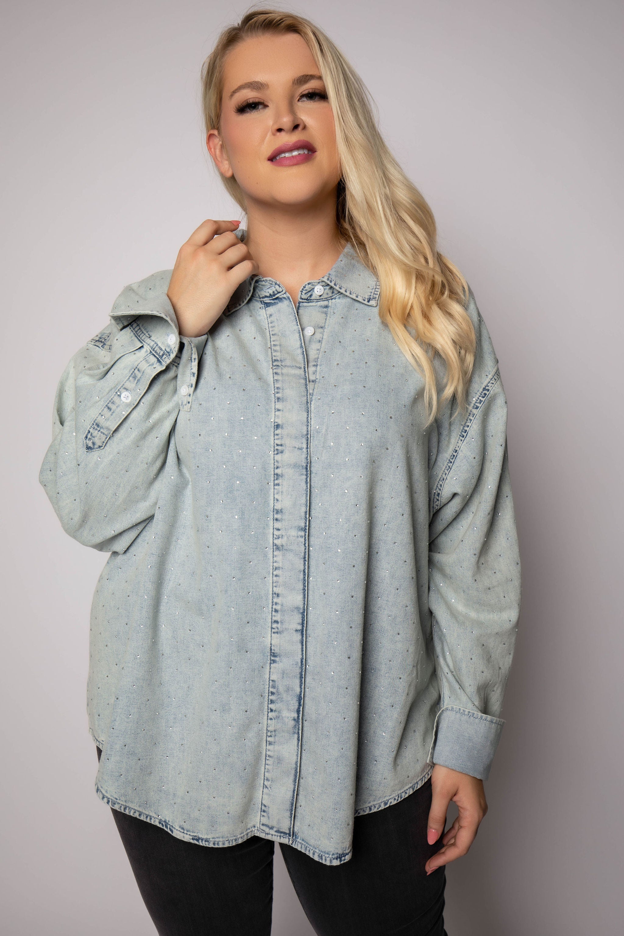 DENIM DIAMOND SHIRT plus-size - AMOUR781