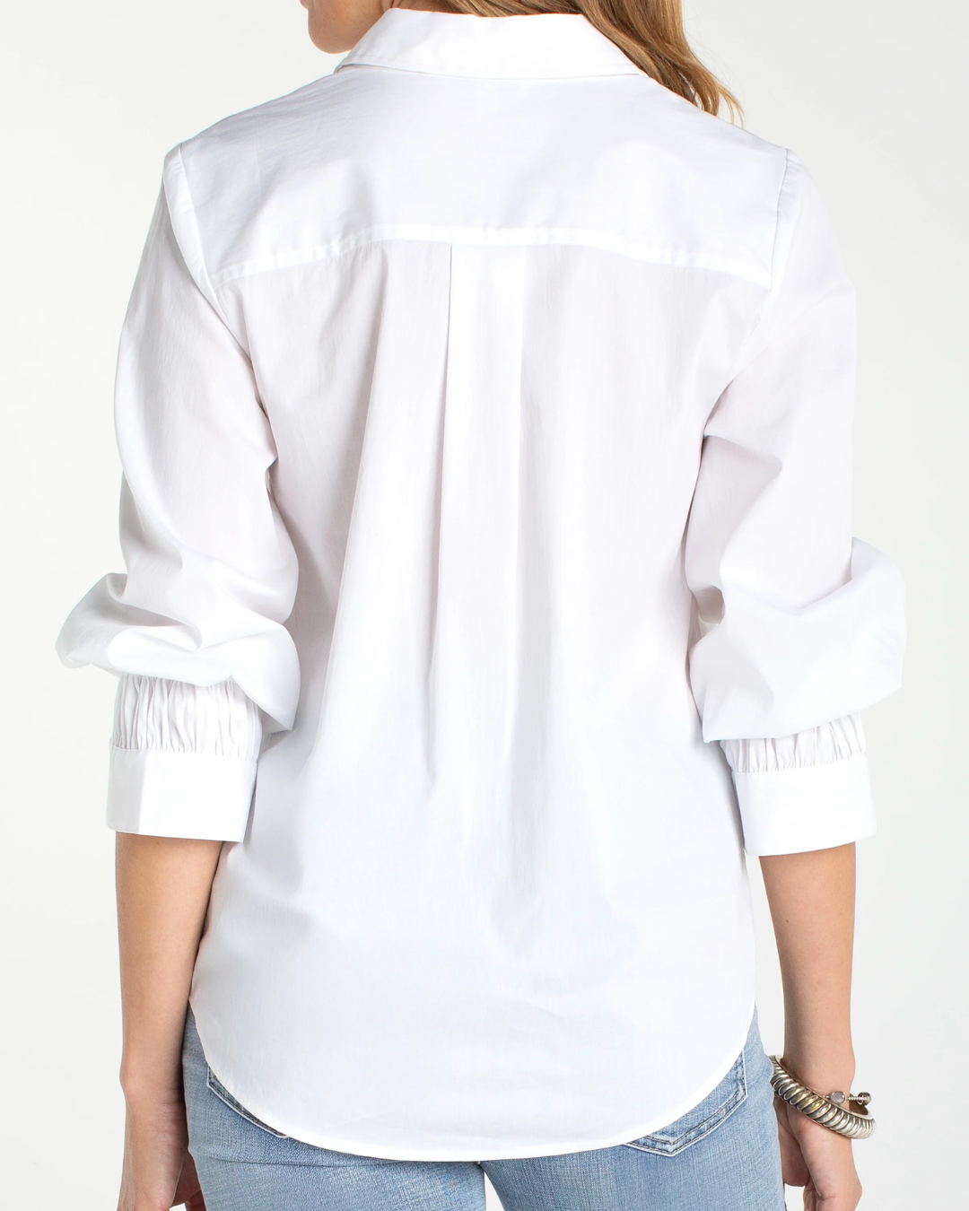 Adjustable Sleeve Button Front Woven Top plus-size - AMOUR781