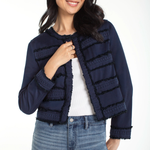 Collarless Jacket With Fray & Lace plus-size - AMOUR781