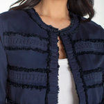 Collarless Jacket With Fray & Lace plus-size - AMOUR781