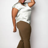 HIGH WAIST CROP FLARE PANT plus-size - AMOUR781