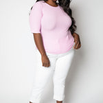 ELBOW SLEEVE CREW NECK T-SHIRT plus-size - AMOUR781