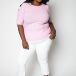 ELBOW SLEEVE CREW NECK T-SHIRT plus-size - AMOUR781