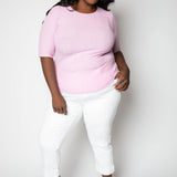 ELBOW SLEEVE CREW NECK T-SHIRT plus-size - AMOUR781