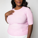ELBOW SLEEVE CREW NECK T-SHIRT plus-size - AMOUR781