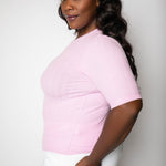 ELBOW SLEEVE CREW NECK T-SHIRT plus-size - AMOUR781