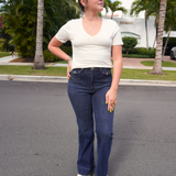 HANNAH HIGH RISE FLARE WITH MINI PATCH POCKETS plus-size - AMOUR781