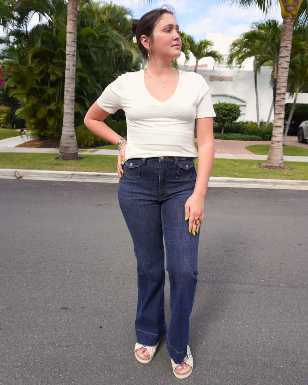 HANNAH HIGH RISE FLARE WITH MINI PATCH POCKETS plus-size - AMOUR781