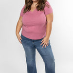 SLIM FIT V- NECK SLUB KNIT TEE plus-size - AMOUR781