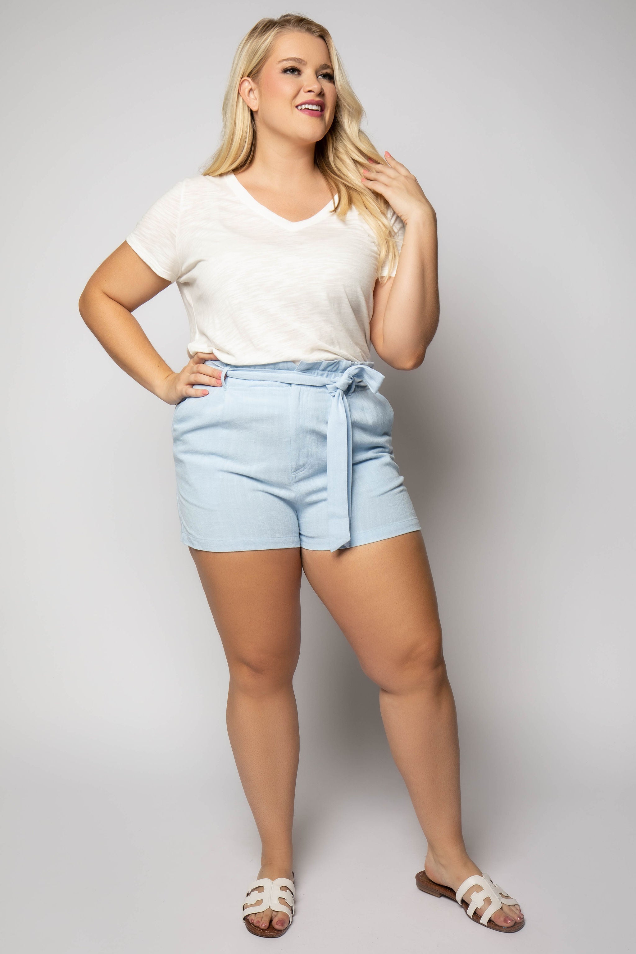 BABY BLUE SHORTS plus-size - AMOUR781
