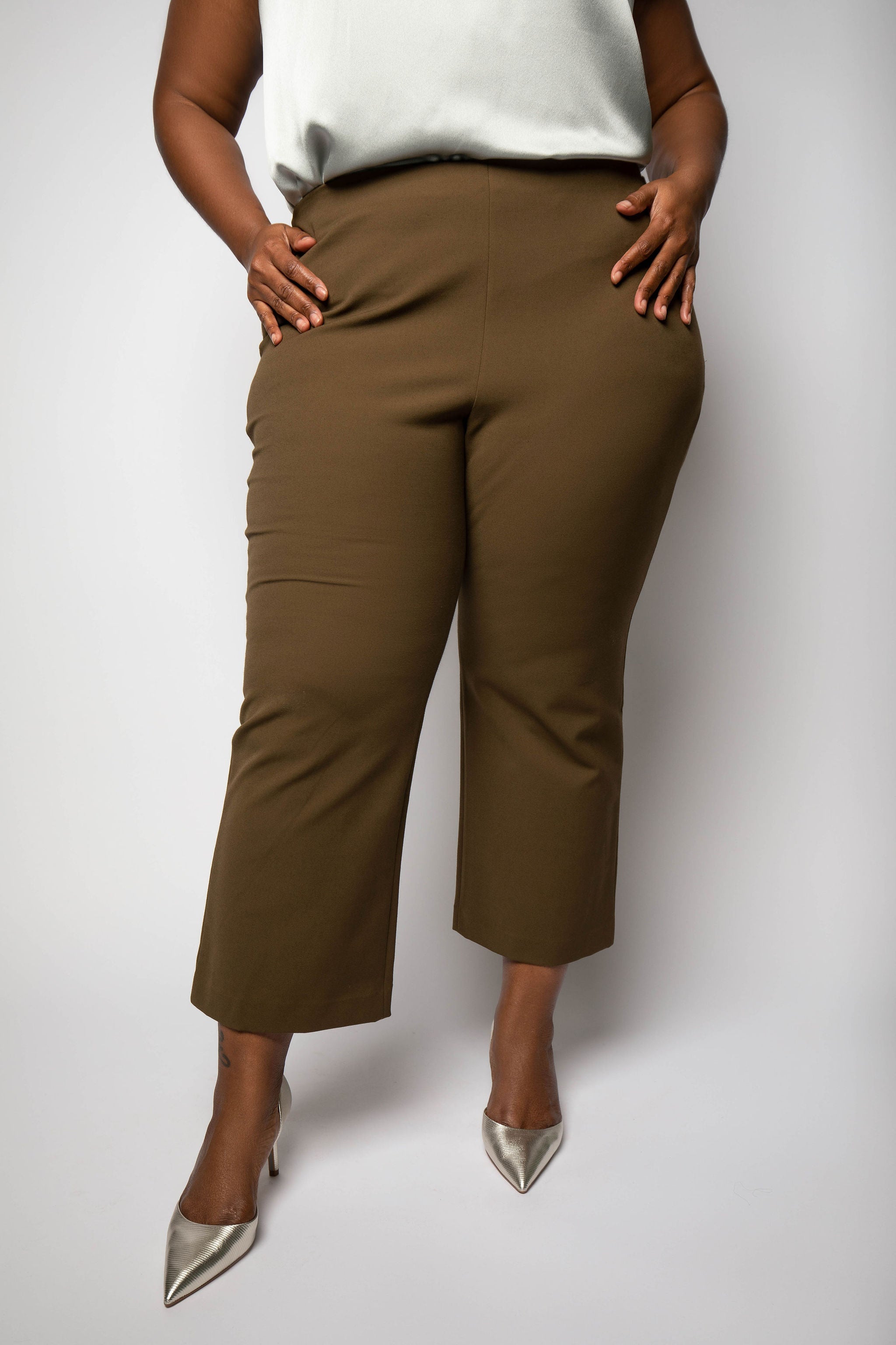 HIGH WAIST CROP FLARE PANT plus-size - AMOUR781
