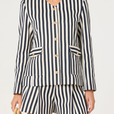 CREAM & NAVY STRIPE BLAZER plus-size - AMOUR781