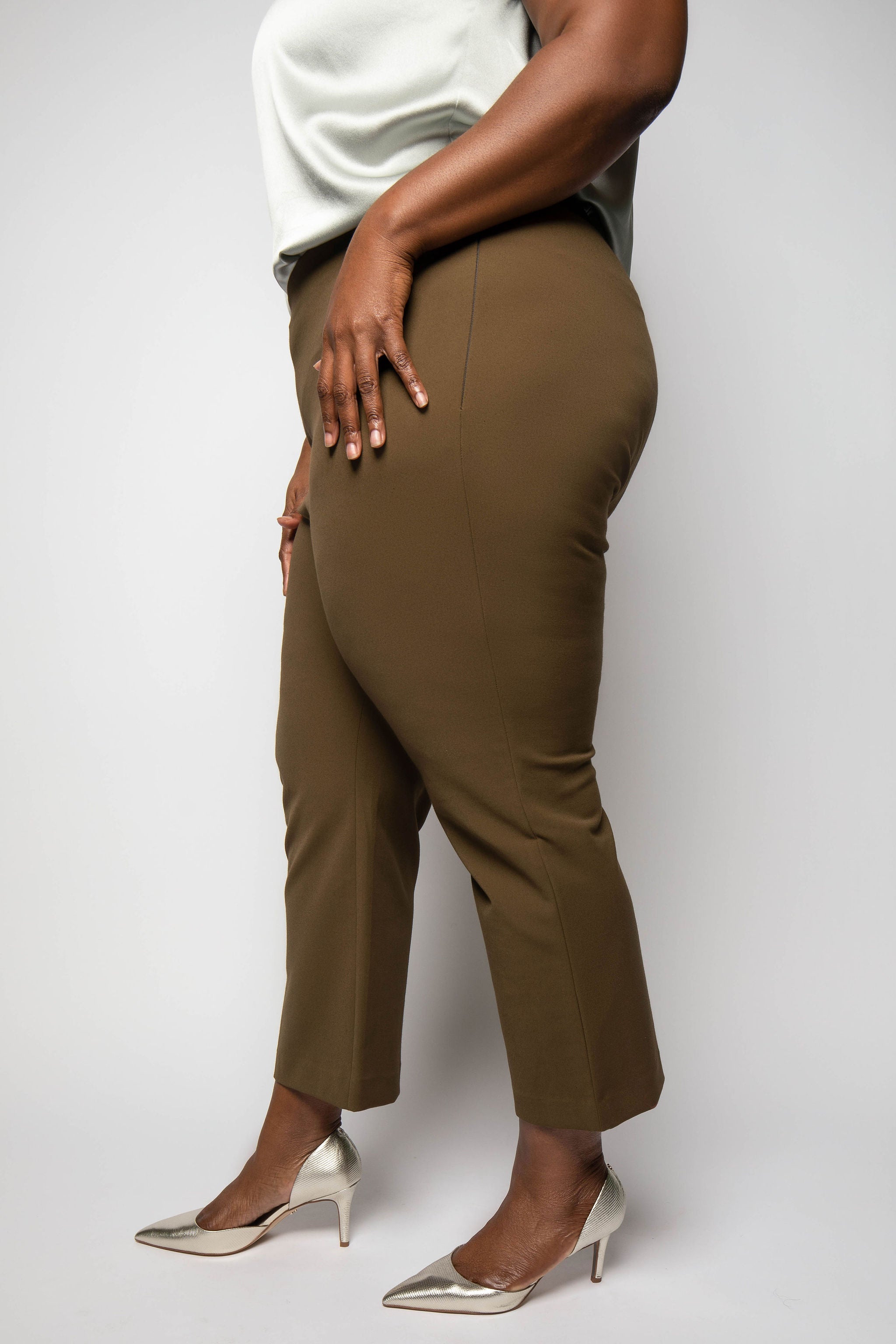 HIGH WAIST CROP FLARE PANT plus-size - AMOUR781