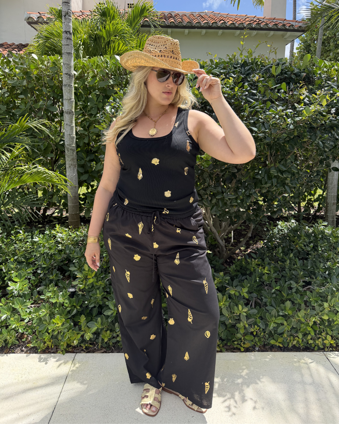 BLACK SHELL RIB TANK plus-size - AMOUR781