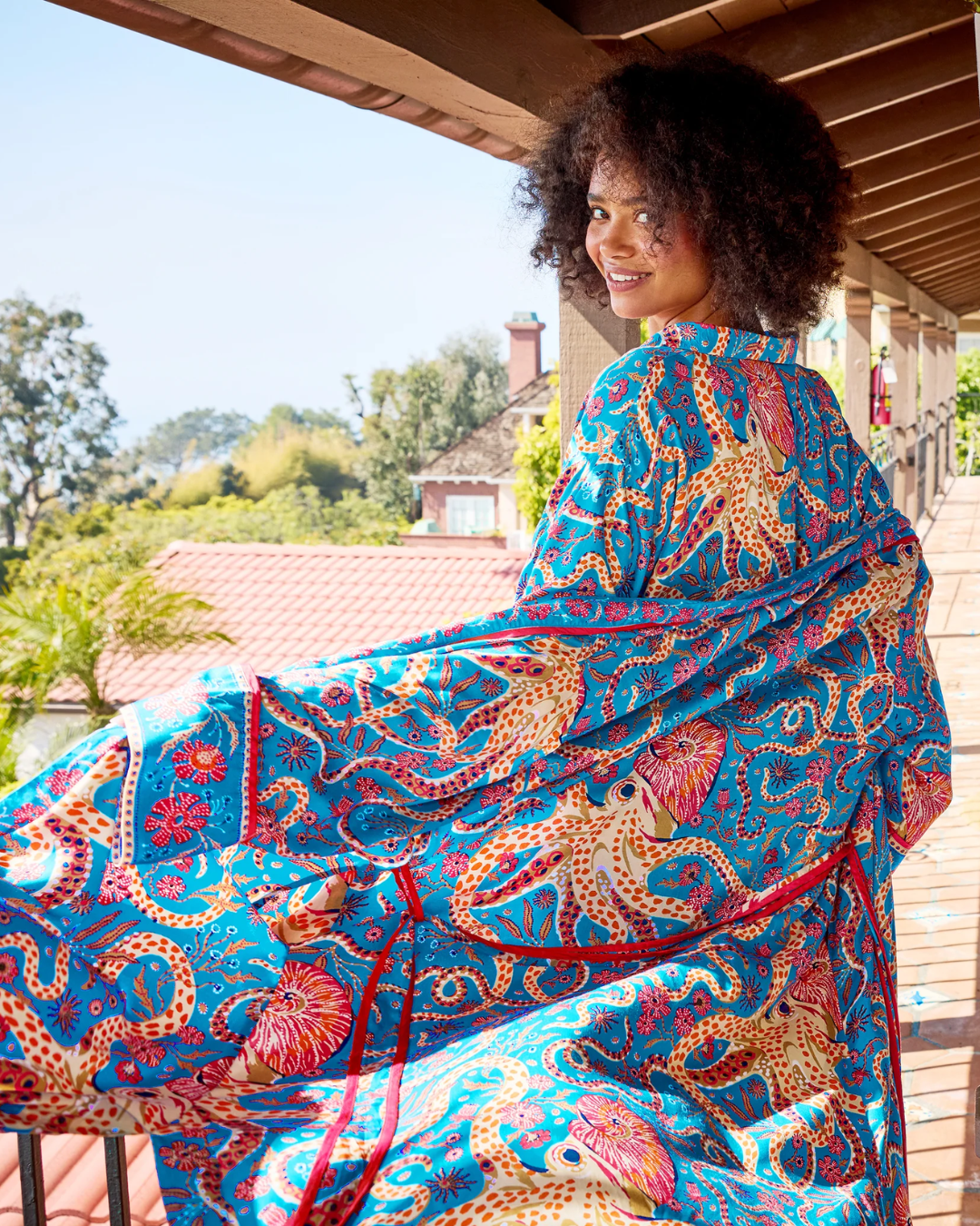 OCTOPUS ISLE SATIN ROBE plus-size - AMOUR781