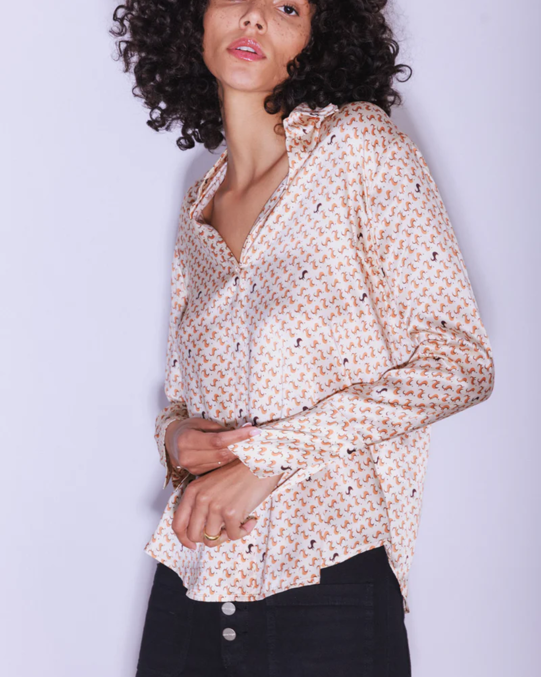 DARIA FRENCH CUFF SILK BLOUSE- Lexi plus-size - AMOUR781