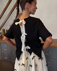 BLACK BOW BACK T-SHIRT plus-size - AMOUR781