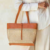 RATTAN CANE WEAVE TOTE BAG plus-size - AMOUR781