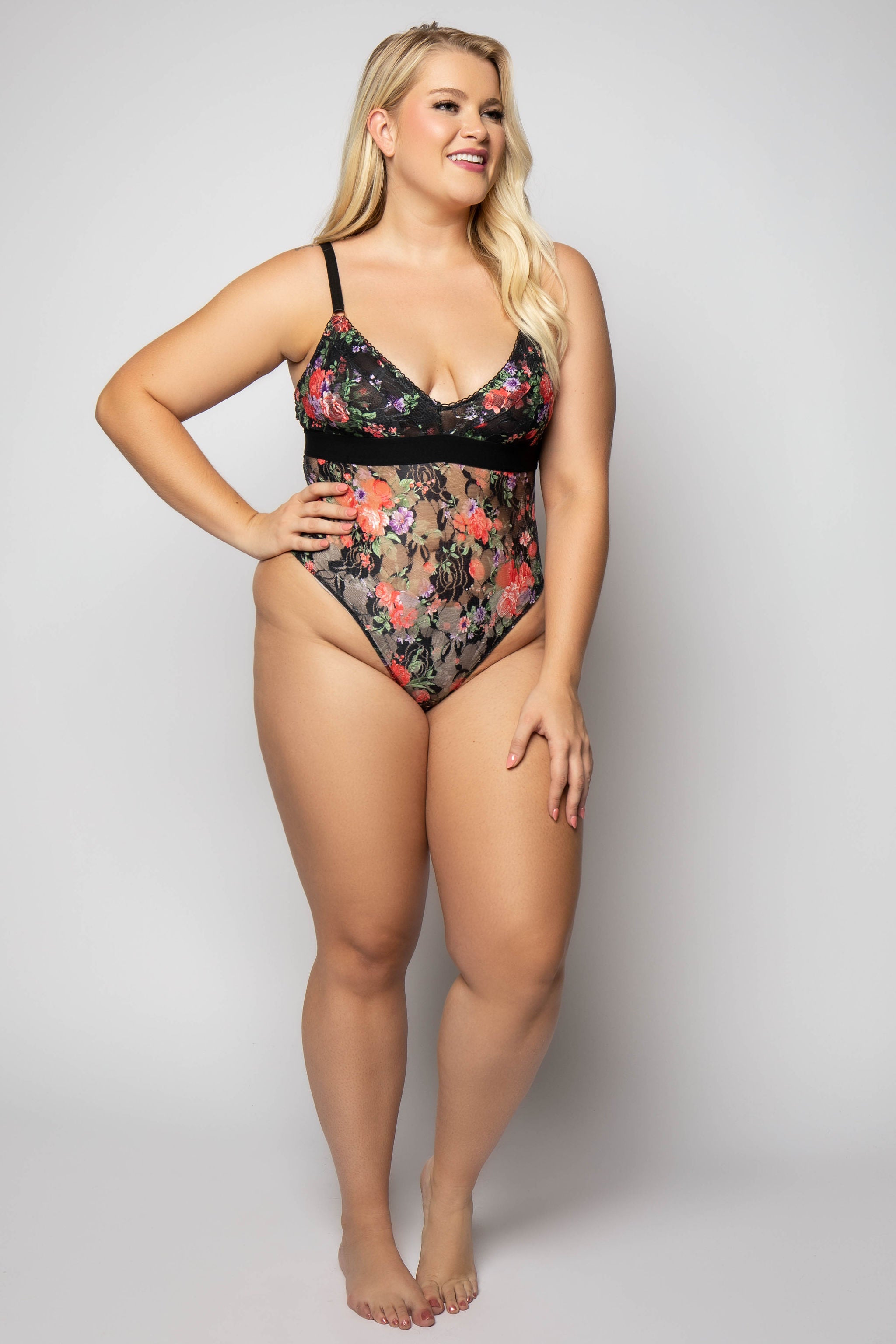 LACE V-NECK BODY SUIT plus-size - AMOUR781