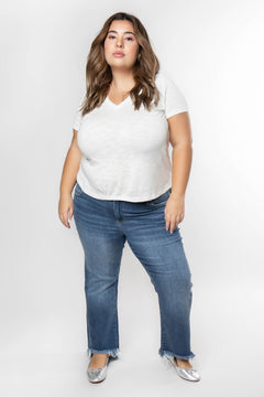 SLIM FIT V- NECK SLUB KNIT TEE plus-size - AMOUR781