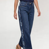Stride wide leg with Jacquard blocking