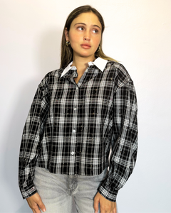 Cropped Stardust Shirt with Contrasting Collar plus-size - AMOUR781