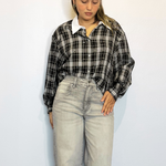Cropped Stardust Shirt with Contrasting Collar plus-size - AMOUR781