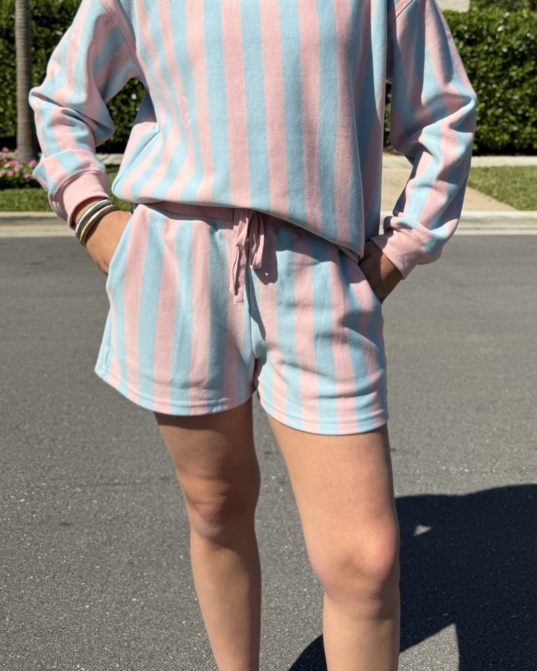 STRIPED FRENCH TERRY SHORTS plus-size - AMOUR781