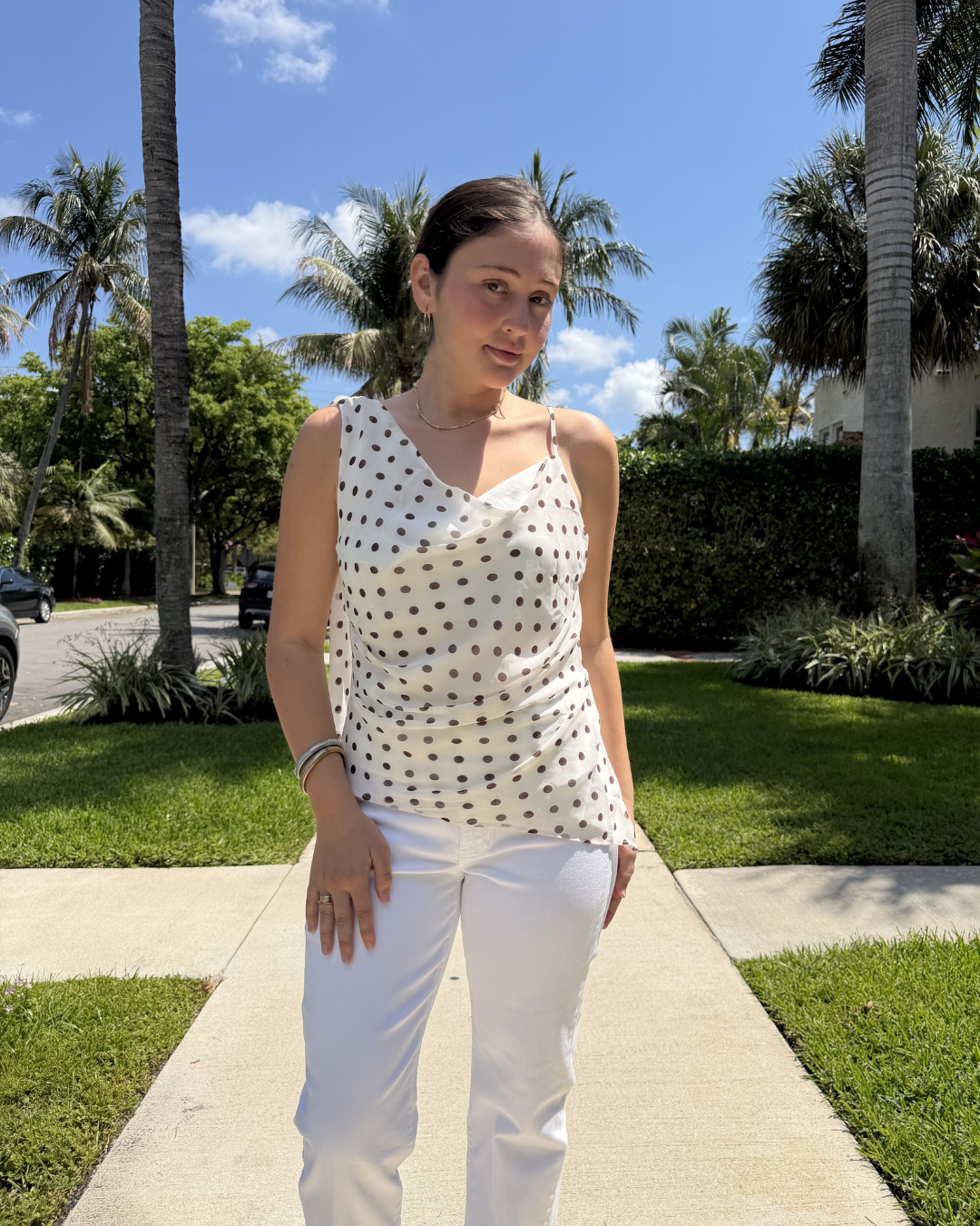 CREAM POLKA DOT TOP plus-size - AMOUR781