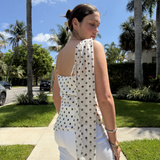 CREAM POLKA DOT TOP plus-size - AMOUR781