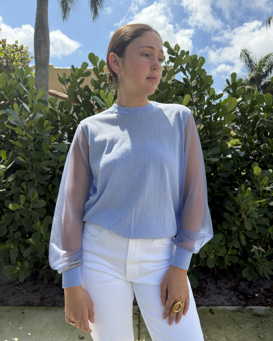 Sheer long sleeve top plus-size - AMOUR781