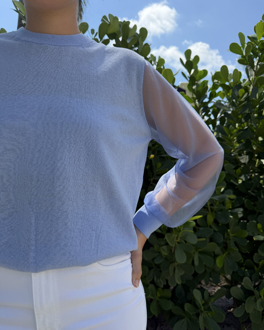 Sheer long sleeve top plus-size - AMOUR781