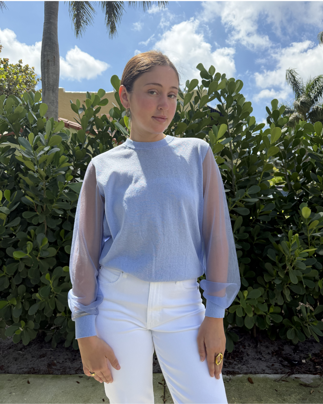 Sheer long sleeve top plus-size - AMOUR781