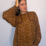 TIARA TOP- Brown dots plus-size - AMOUR781