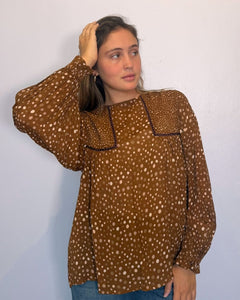 TIARA TOP- Brown dots plus-size - AMOUR781