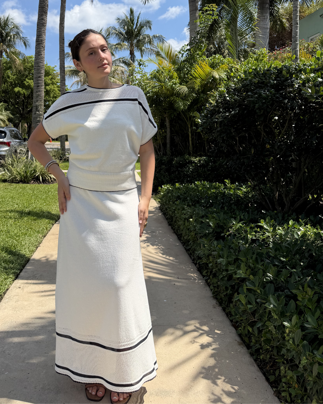 Skirt with Navy Stripe plus-size - AMOUR781