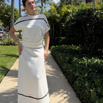 Skirt with Navy Stripe plus-size - AMOUR781