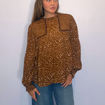 TIARA TOP- Brown dots plus-size - AMOUR781