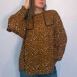 TIARA TOP- Brown dots plus-size - AMOUR781
