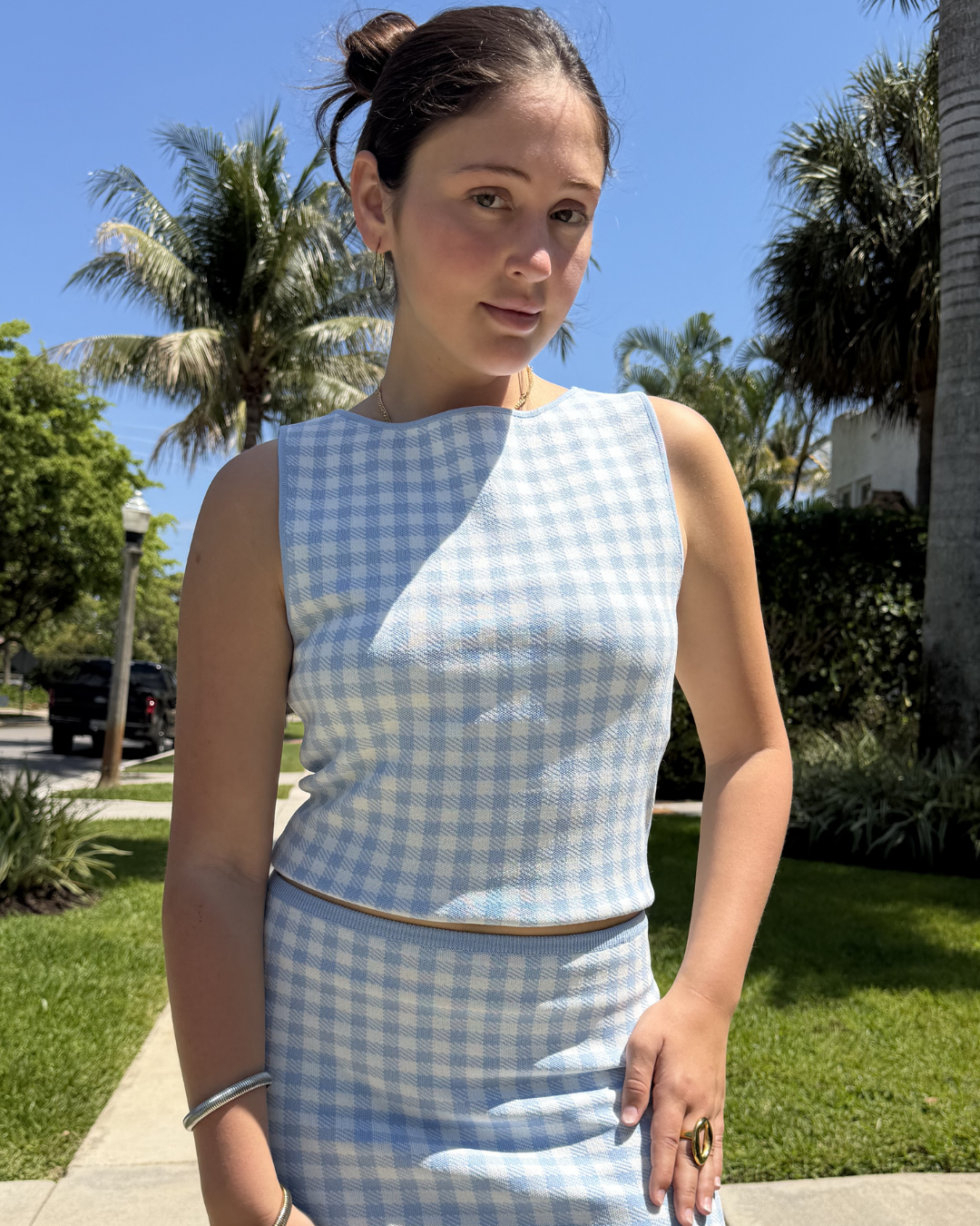 BLUE GINGHAM SHIRT plus-size - AMOUR781