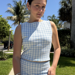 BLUE GINGHAM SHIRT plus-size - AMOUR781